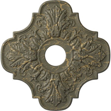 Ekena Millwork Peralta Ceiling Medallion (Canopies up to 4 5/8"), 17 3/4"OD x 3 1/8"ID x 1"P, Witch Hazel Crackle CM17PEWHC